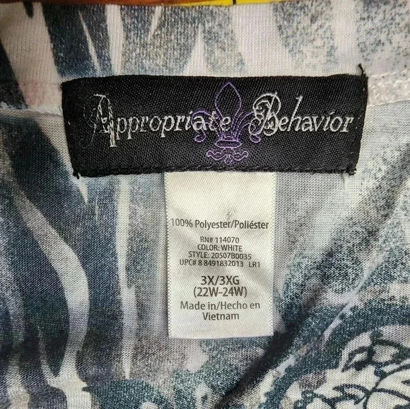 Appreciate Behavior Gray Black With Studs Design Short Sleeve Top Plus Size 3X - Picture 4 of 8